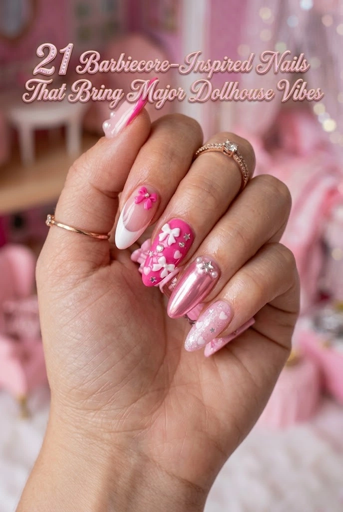 21 Barbiecore-Inspired Nails That Bring Major Dollhouse Vibes